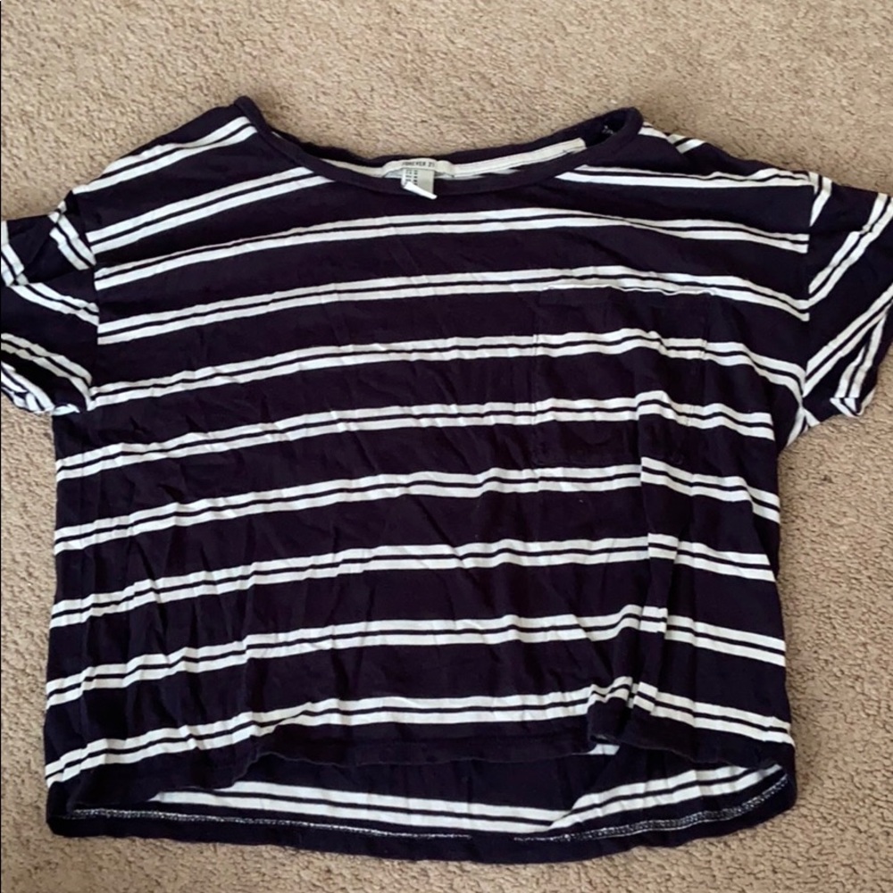 navy and white striped t-shirt